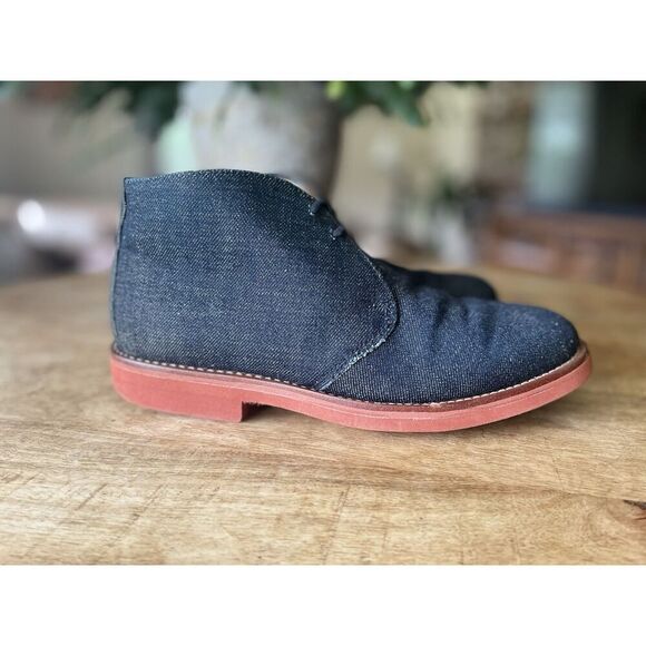 Moncairy Made in England Denim Chukka Desert Boots Leather Lined M7 W9 UK 5 Red main image 8